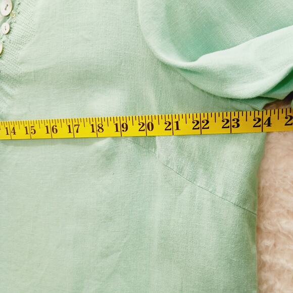 Tunic Size 1X Irish Linen Mint MOP Button Boho Minimalist Quiet Luxury Old Money - Picture 11 of 16
